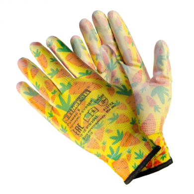 Перчатки «Для садовых работ», полиэстеровые, полиуретановое покрытие, разноцветные, микс цветов №1, Fiberon, 8(М)