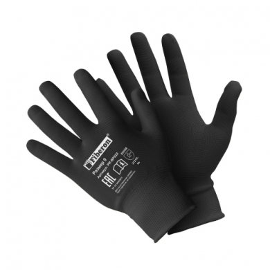 Перчатки «Для сборочных работ» полиэстеровые, черные, Fiberon