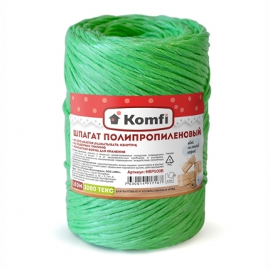 Шпагат полипропиленовый зеленый, 100м, 1000 текс, Komfi