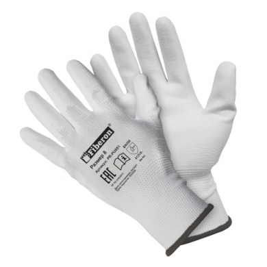 Перчатки «Точные работы: МАЛЯР», полиэстер, полиуретановое покрытие, белые, Fiberon